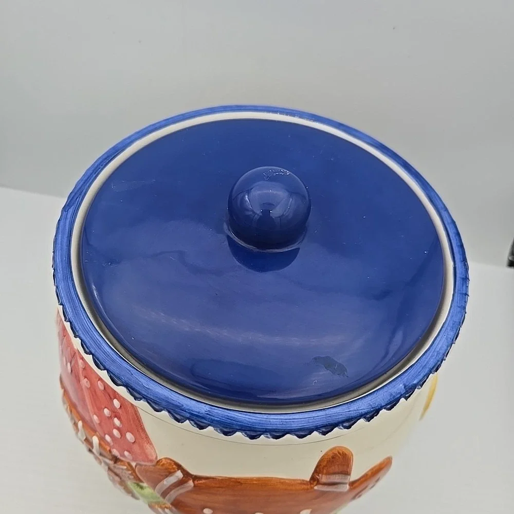 Bath &‎ Body Works Holiday 1997 Cookie Jar Blue Lid with Rubber Seal 8